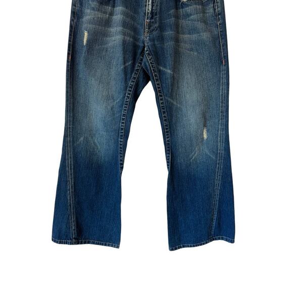 Vintage‎ Y2K TRUE RELIGION Joey Distressed Denim - Wide Leg Jeans - size 36x34 - Picture 4 of 16